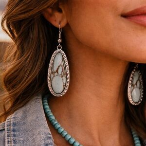 paparazzi Turquoise Teardrop Earrings with Silver Frame